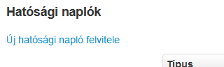 Új hatósági napló felvitele